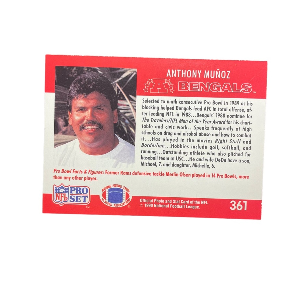 1990 anthony munoz cincinnati bengals hawaii pro bowl nfl pro set card # 361 - Picture 3 of 6